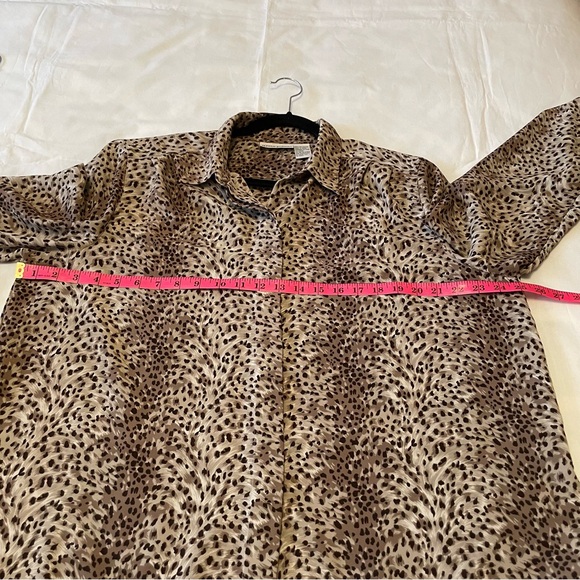 ALFRED DUNNER Animal Print Long Sleeve Collared Women’s Top 100% Polyester Sz 18 - Picture 11 of 14